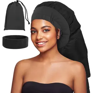 Hair Dryer Bonnet, Large Bonnet Hooded Hair Dryer Attachment for Speeds Up Drying Time & Deep Conditioning, Fits All  Sizes & All Hair Styling, for Women Long Curly Braid Hair (Black, Large)