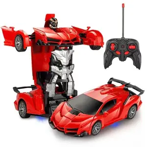 One-click deformation remote control car children'srechargeable racing car model boy police car toy car robot