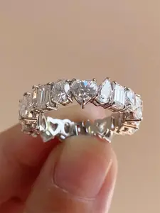 Elegant Artificial Zircon Heart Cluster Ring, Heart Shaped Ring, Fashion Accessories for Women & Girls, Trendy All-match & Exquisite Jewelry for Birthday Gift, Artificial Zircon Rings