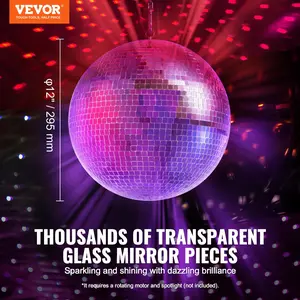Father's Day Gift Spring new arrivals Mirror Disco Ball, 12 Inch Mirror Ball with Hanging Ring, Lightning Disco Ball Party Decorations, Ideal for DJ Club, Stage, Wedding, Birthday, Christmas, New Years Celebration