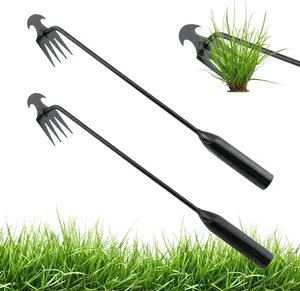 2PCS Weed Puller, Portable Weed Remover Tool, 16inch Weeding Artifact Tool, 4 Teeth Hand Weeder Uprooting Weeding Tool for Gardening with Long Handle