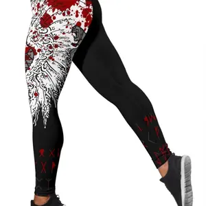 Custom Viking Leggings – Mystical Raven Tattoo Blood