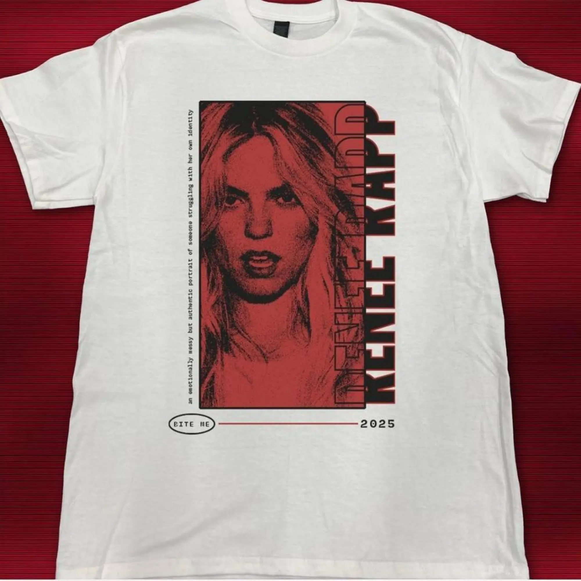Renee Rapp Inspired Bite Me Graphic Tee Red Pop Collage Shirt Unisex