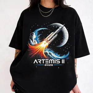 Artemis II Rocket Launch Shirt, Artemis 2 Journey Around the Moon Tee, Space Exploration Sweatshirt, Moon Mission Fan Gift Hoodie, Astronomy T-Shirt