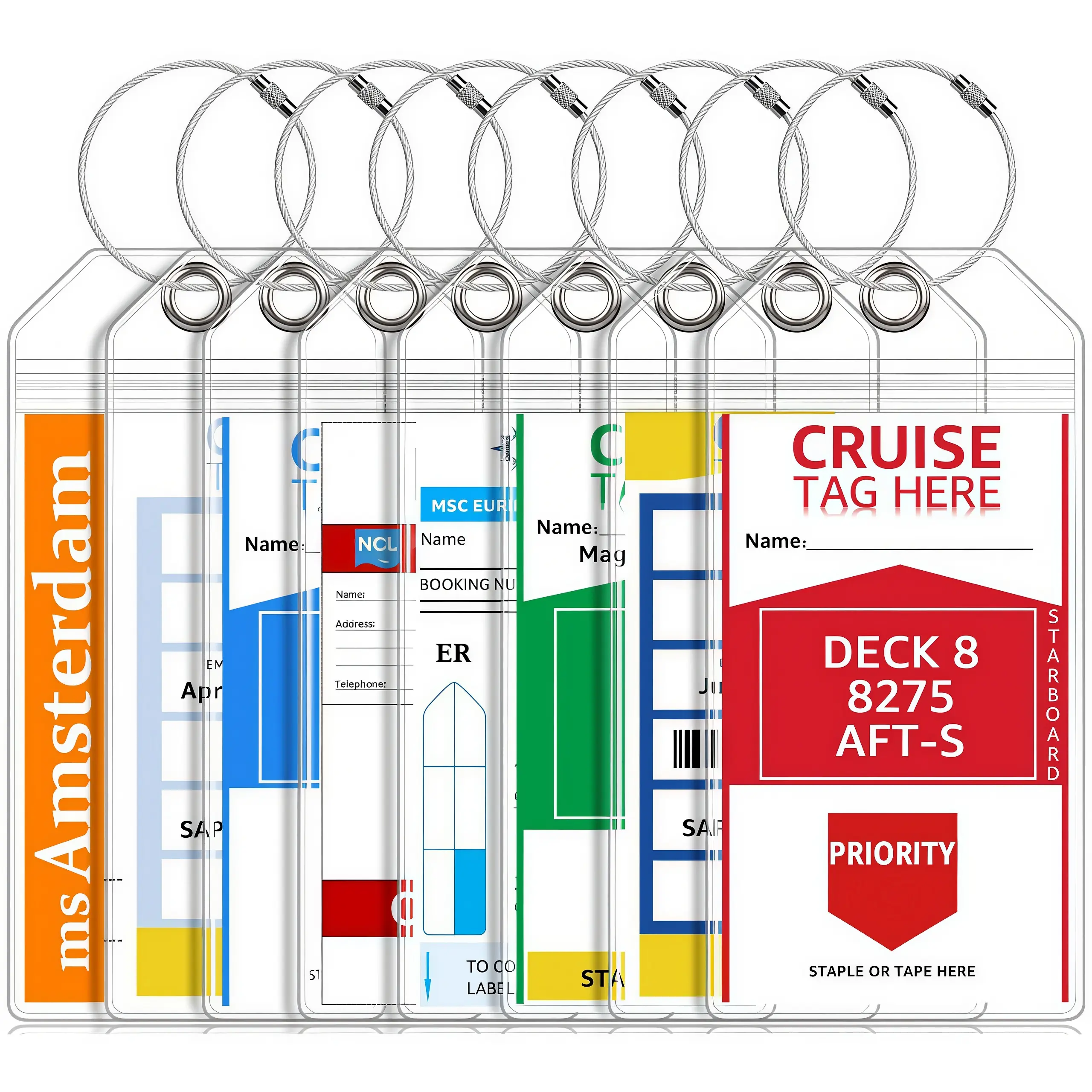 LMMAKE 8PCS Premium Waterproof Material Cruise Luggage Tag Holder - Clear Wide Plastic, Compatible with Carnival, NCL, Princess, MSC Cruise Ship Essentials,back to school,back to school haul