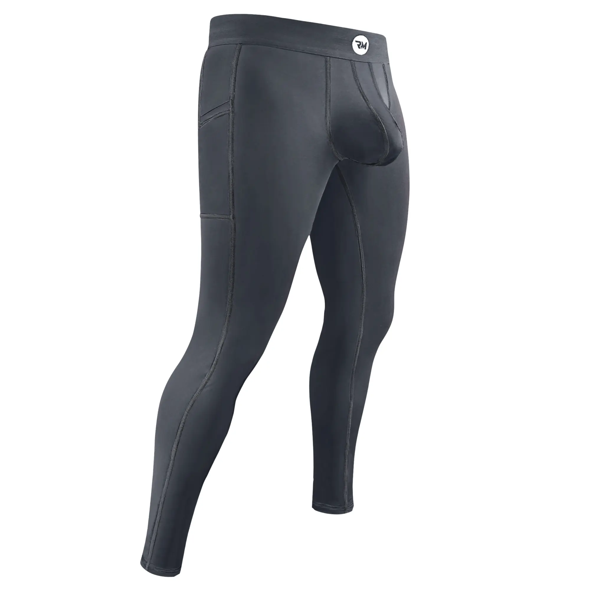 High Waist Stretchy 28in Nylon Leggings - 1pk Gray, Gym Fitness Activewear Bottoms, Thermal Base Layer, Real Pouch System, No-Roll Waistband, Breathable, Machine Wash, Do Not Bleach