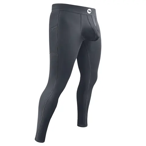 Men's Lightweight Stretch Gray 28in Nylon Synthetic High Waist Leggings - 1pk, Fitted Elastic Athletic Sports Bottoms, Thermal Base Layer, Real Pouch, No-Roll Waistband, Breathable, Machine Washable, Tagless Cut, Non-Bleachable, Lightweight Stretch Men's