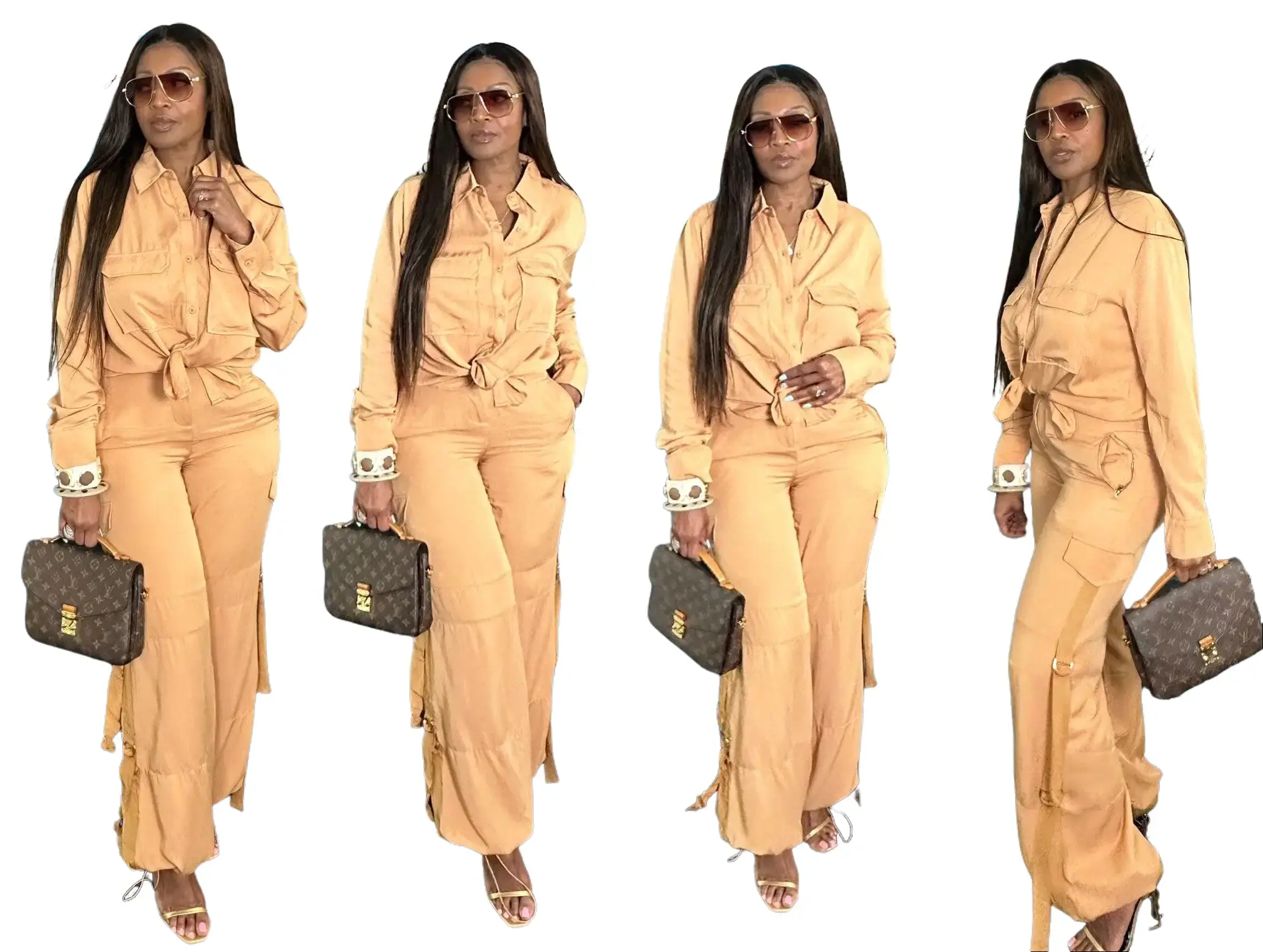 Safari Vibes 2-Piece Cargo Pant Set – Chic Utility Style & Comfy Fit, 2 Piece Sets, Women 2 Piece Sets