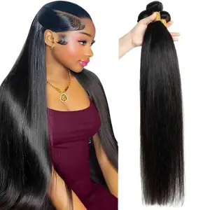 【SUMMER VIBES】【Megeen hair 12A Straight hair Human Hair Bundles 100% Human Remy Hair Natural Black Human Hair Extensions Straight hair Brazilian Hair Weave 3 Bundle for Women