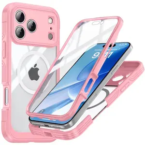 360° Magnetic Protective Phone Case for iPhone 17/16/15/14/12/13/11 Pro Max, Dual-Sided Protection, Screen Protector, Transparent Cover