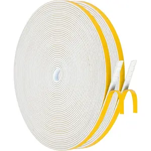 Weather Stripping Door Seal Strip  Adhesive  Insulation Tape Tape Gasket for Door and Windows (White, 1/4 Inch X 1/16 Inch X 66Feet)