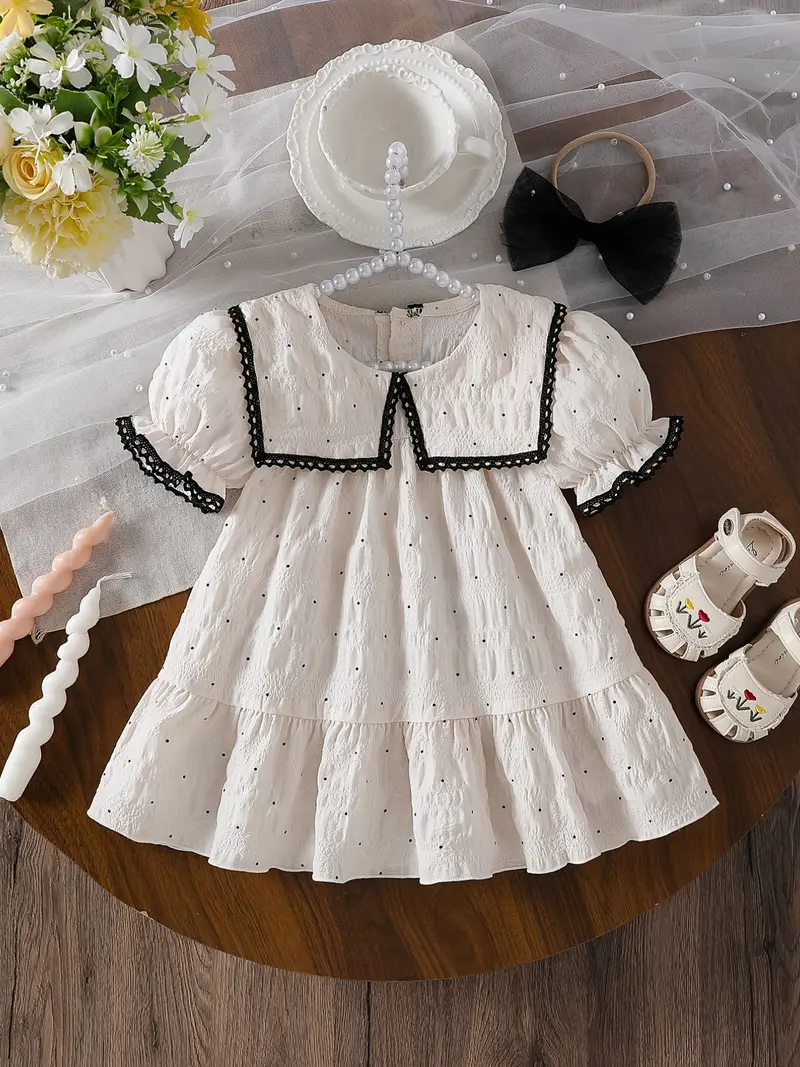 chinese dress ladies Renaissance Corset Lace Mini Dress Black / White Polka Dot