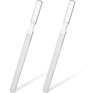 2Pcs Nail File, Stainless Steel Toenail File for Thick Nails, 7.1 inch Long Professional Toenail Nails Filer for Toe, Manicure, Pedicure Care (4 Sides, 2 Style)