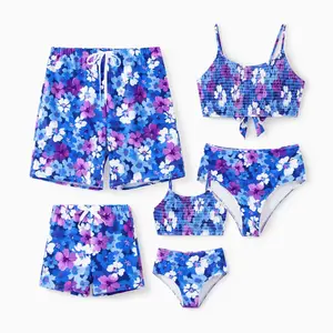 PatPat Family Matching Flora Swim Trunks or Smocking Strap two-piece Swimsuit Spingtok