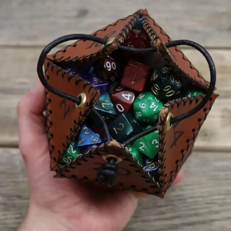 Dice Storage Bag, Leather Dice Bag with Handle, 1 Count Multipurpose Dice Holder, Dice Storage Organizer for Home & Travel, Home Organizer