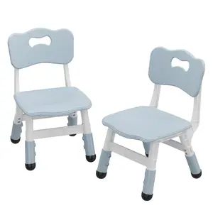 Dark gray 2-Pack Adjustable Kids Chairs, 54-58Cm 3-Level Height, Ergonomic Backrest, Non-Slip Pads, Safe PP, for 2-12 Years