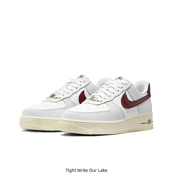 Off White Leather Low Top Casual Sneakers Burgundy Red Side Swoosh Logo Vintage Cream Rubber Midsole Breathable Daily Walking Street Trainers for Men Women