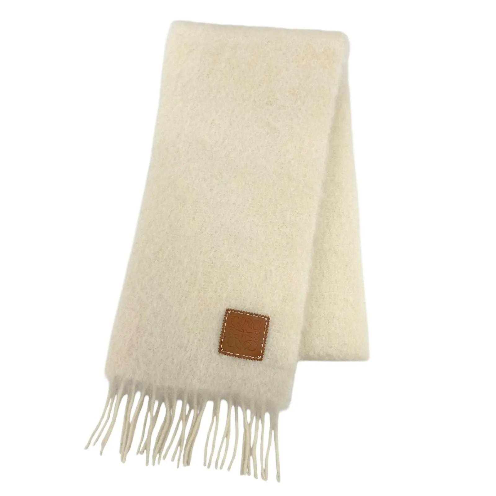 Pre-owned Loewe Wool Small Leather Goods Anagram silk blend scarf