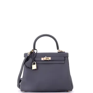 Pre-owned HERMÈS Leather Top Handle Bags Hermes Kelly Handbag Verso Swift with Permabrass Hardware 25 by Rebag