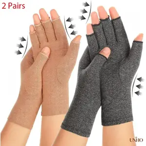 2 Pairs Fingerless Compression Gloves For Women & Men, Arthritis Carpal Tunnel Pain Relief Gloves With Thumb Sleeve, Improve Blood Circulation Medical Hand Accessory For Typing Daily Use