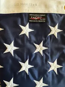 The Flagpole Company 3'x5' Embroidered Nylon American Flag Premium Quality Hand-Sewn Stars & Stripes Made in USA Banners Light