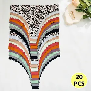 20 PCS Ladies' Beach-Style Bikini Briefs in Simple Seamless Design for Casual Vacations Multiple Colors Good Breathability Elasticity No Accidental Exposure