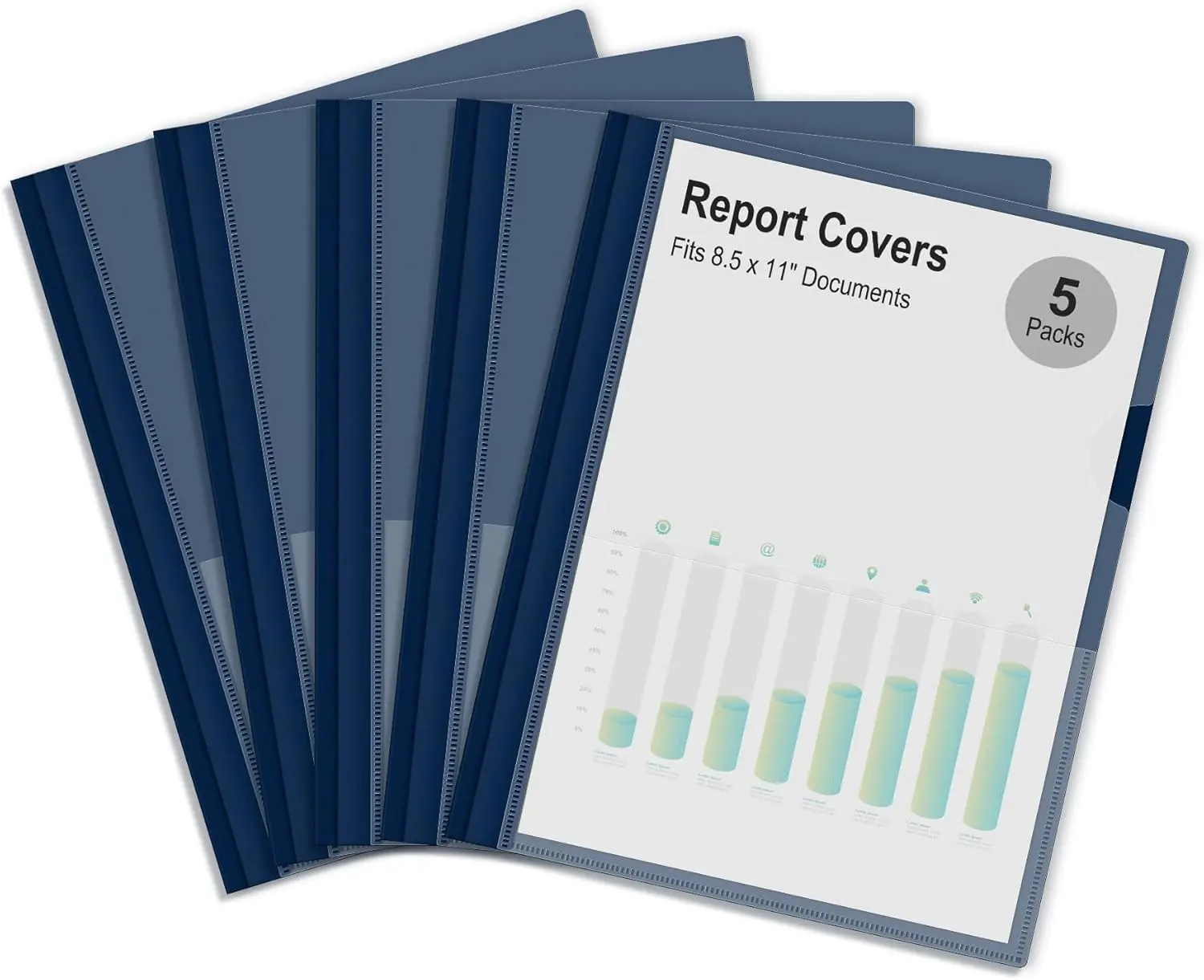 5 Packs Clear Front Report Covers with 3-Prong Fasteners Plastic Project Presentation Folders Resume Document Covers