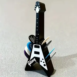 Guitar Pick Holder Stand, Gibson Flying V Style, 10 Slots, Perfect Gift for Guitarists, Electric Acoustic Classical Guitars