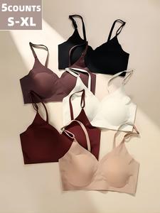 women's solid adjustable strap wireless sports bra, breathable comfortable removable chest pads lingerie top for daily wear, gym clothes, gym sports bra, workout clothes women, running workout bras, yoga bra, bra pack, strappy workout bra