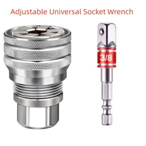 Adjustable Universal Socket Wrench – 3/8" Hex Adapter Kit for Drilling & Fastening, One Tool Fits Multiple Bolt Sizes, Cool Gadget Gift for Men