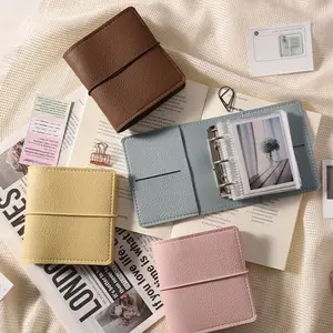 Mini Faux Leather Pocket Photo Album, 25 Pages of 50-Page Mini Album with 3-Ring Transparent Photo Card Binder, Portable Storage Collection for Idol Photos, Celebrity Photos, and Couple Photos, 3-Inch Photo Book, High-Quality Loose-Leaf Album