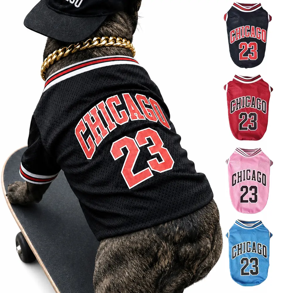 Chicago 23 Dog Jersey Cat Shirt, Anti Shedding Pet Pajamas Onesie for Dogs Cats, Warm Cozy Loungewear for Post Surgery Recovery, Stretchy Soft Clothes for Small Medium Large Pets