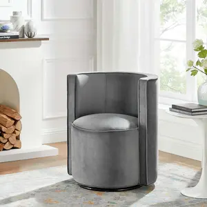 Modway Della Performance Velvet Fabric Swivel Chair in Gray