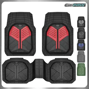 CAR PASS Heavy Duty Rubber Car Mats, Deep Dish Car Floor Mats with Cargo Liner All Weather, Trim to Fit for Sedans SUVs Trucks, Waterproof Anti-Slip Automotive Mats Protection