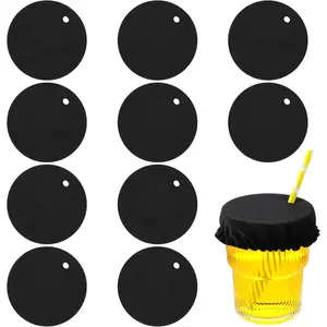 10PCS Drink Covers Scrunchies Elastic Cup Glass Cover for Alcohol Protection,Reusable & Washable Polyester Anti Spike Drink Protector