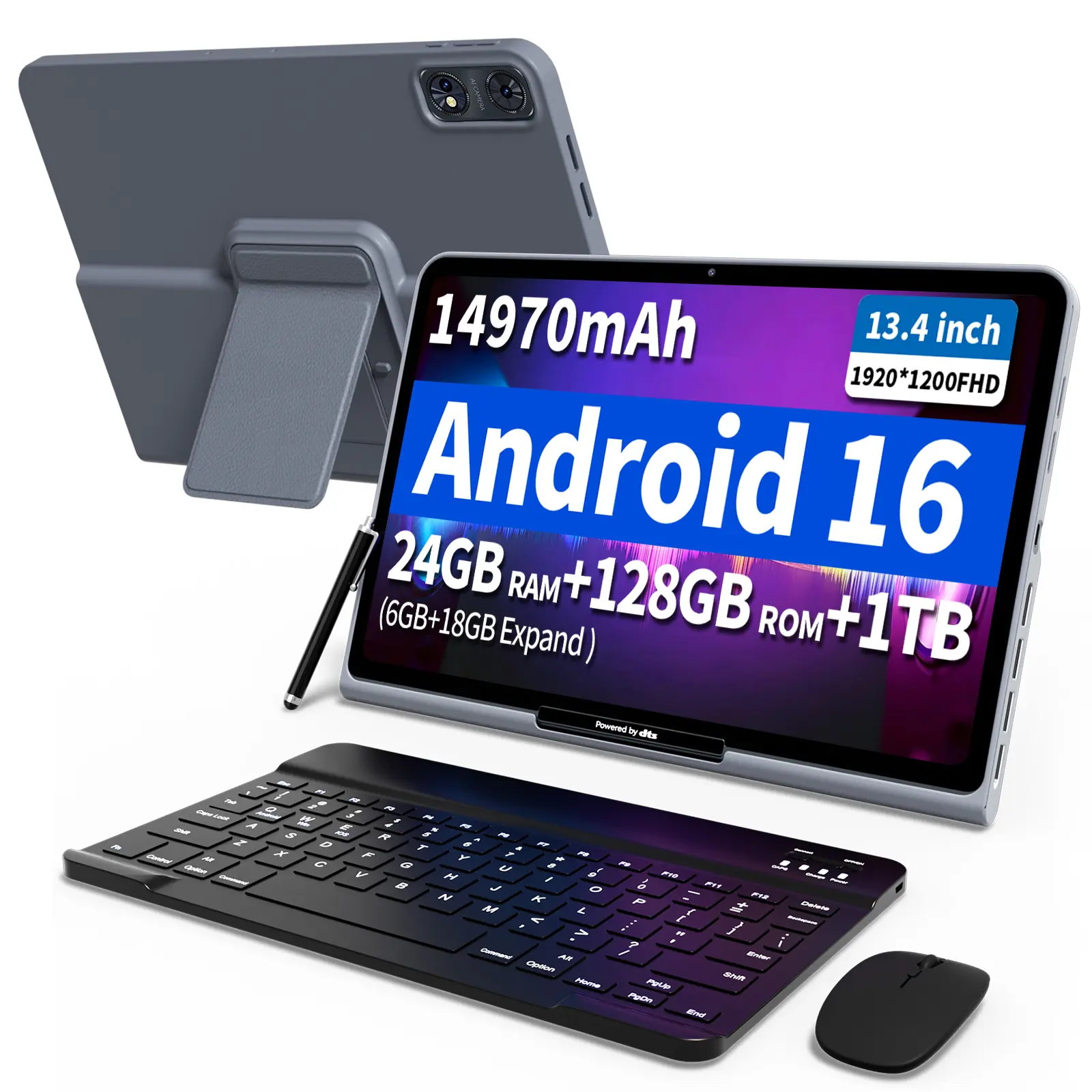 13.4 Inch Large Screen Tablet and Digital Photo Frame 2 in 1 Anti Glare Display DTS Audio 8 Speaker Surround Sound Long Battery Life Home Entertainment Tablet