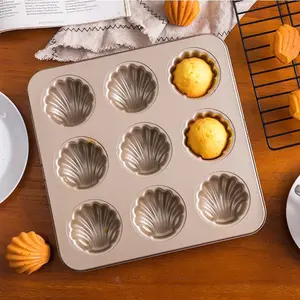 Madeleine Mold Cake Baking Pan 9-Cavity Non-Stick Candy Mold Food Grade Carbon Steel Cake Mold Madeleine Pan Shell Shaped Baking Mold for Cookie Cake Chocolate