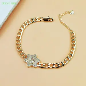 Unisex Bronze Cuban Chain Bracelet, Punk & Hip Hop Streetwear Wristband with Star Charm, Adjustable Metal Chain Jewelry for Daily Wear, Party, Festival, Casual Outfits & Trendy Sports Style