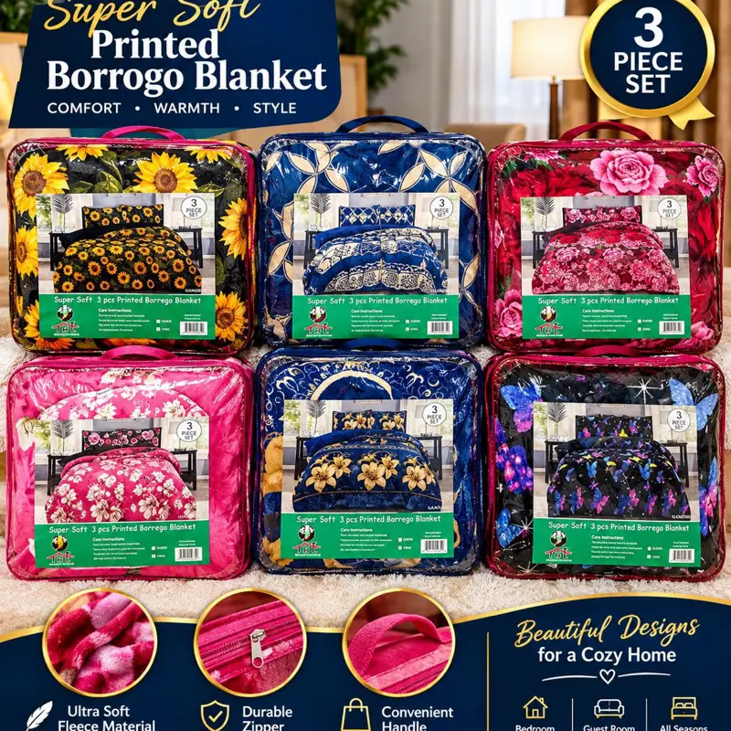 Super soft printed Borrego 3pcs Blanket packages off 6