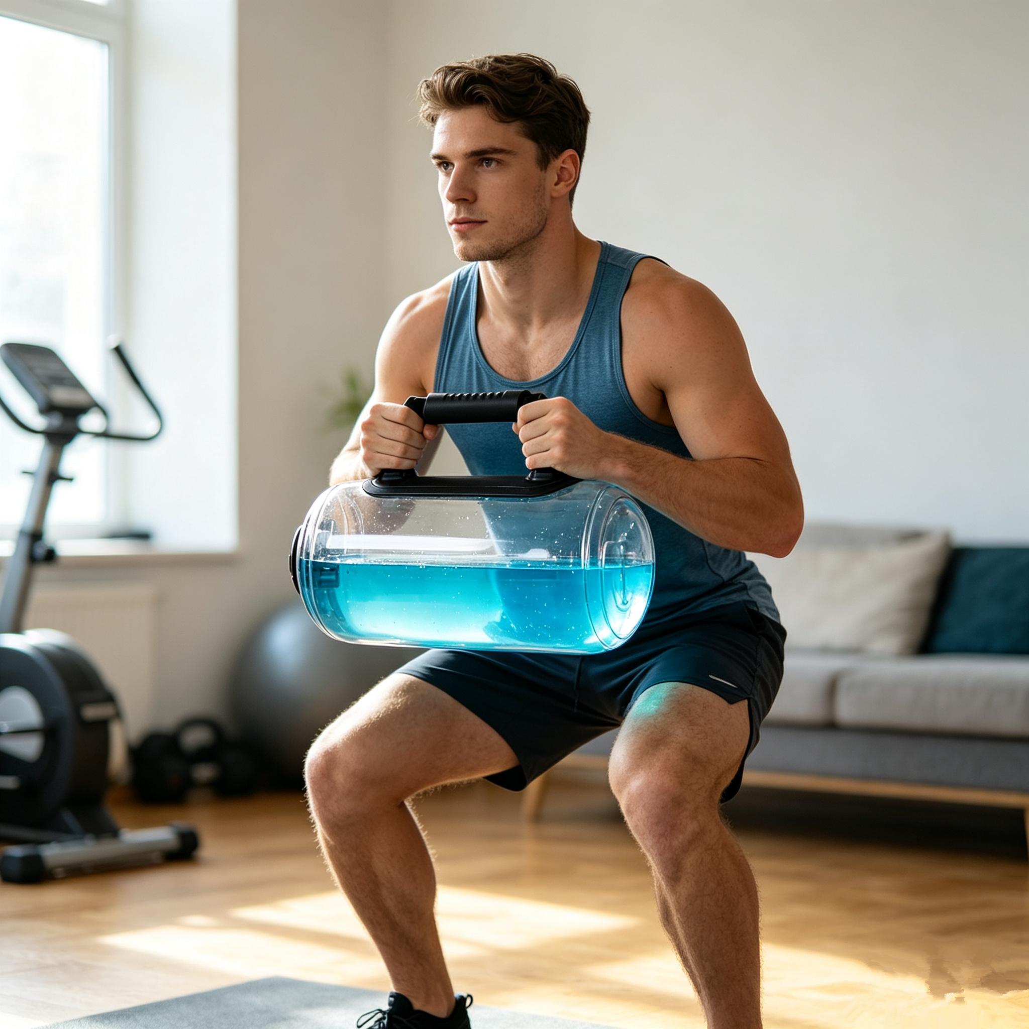 Adjustable Fillable Transparent Weighted Water Bag, Aqua Fitness Power Bag for Core Strength Training, Available in 5kg/20kg/35kg, Comes with Air Pump & Color Ink