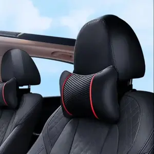PU Leather Knitted Car Pillows, Headrest Neck Rest Cushion, Support Seat Accessories, Auto Safety Pillow, Universal Decor, Interior, Vehicle