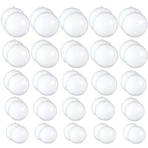 50 Set 100pcs Clear Plastic Fillable Ornaments Transparent Diy Christmas Ball Decoration Balls 5 Different Sizes For Tree Wedding Party Home Decor