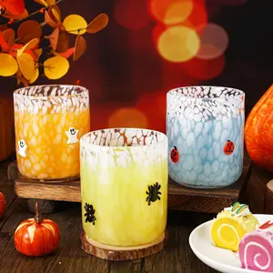 3 count Halloween Drinking Glasses Cups 14 oz  Pumpkin Spider Icon Juice Glass Cups Halloween Stemless  Glasses for Holiday Drinkware  Lovely Gifts Party Decoration