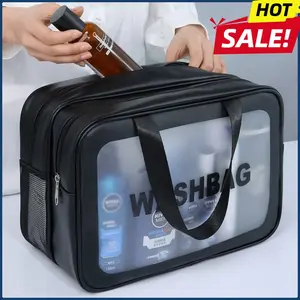 Dry-wet separation double transparent PVC makeup bag portable washing bag cosmetic storage bag travel fitness swimming essentials Makeup Organizer Bag