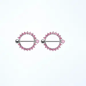 14g sun nipple ring, circle nipple shield, round nipple jewelry