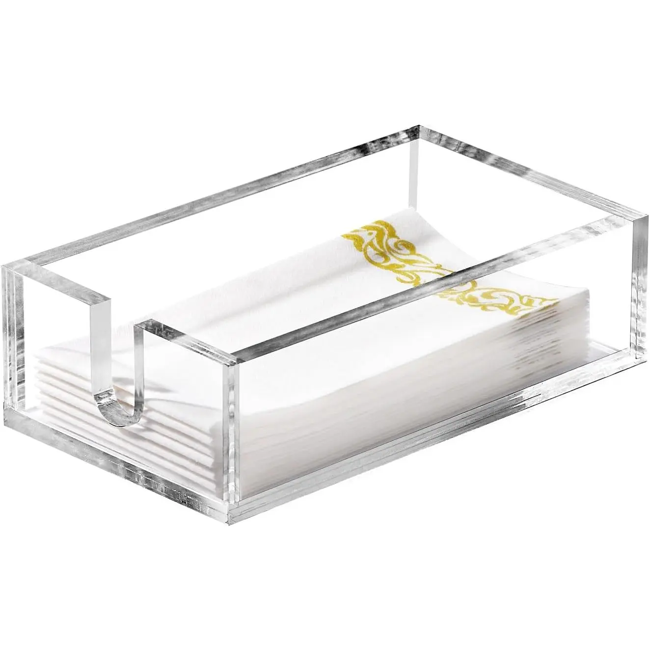 Acrylic Napkin Holder, Bathroom Paper Towel Holder Guest Towel Holder Tray | Clear Thicker Disposable Face Towel Holder for Kitchen Dining Room, Disposable Paper Hand Towels (0.2 in Thickness)