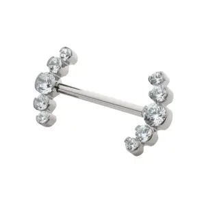 Bezel Set 5 Cluster Nipple Barbell