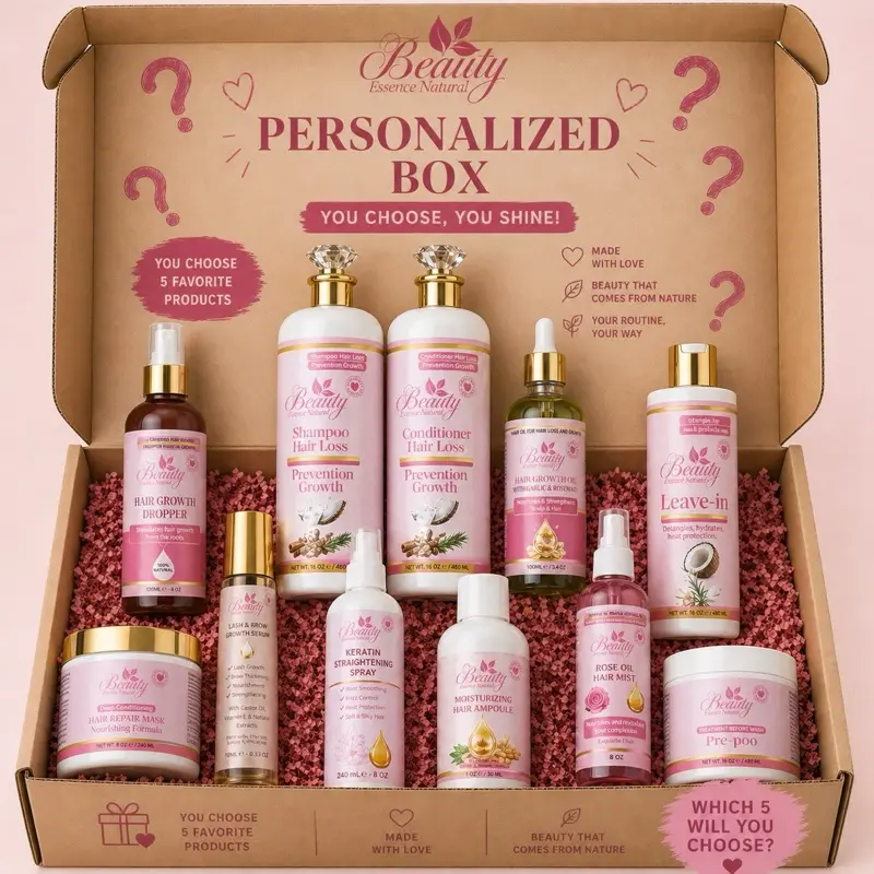 Beauty Essence Natural Personalized Hair Care Box Choose Your 5 Products Shampoo Conditioner Leave-in & More