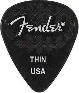 Fender 351 Shape Wavelength Celluloid Picks, Black, Thin (6)