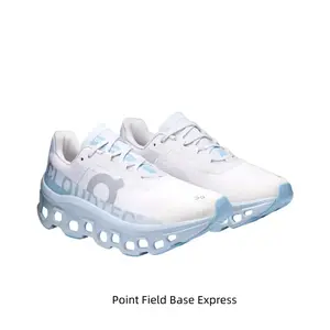 Long-Distance Running Shoes, White and Light Blue Colorway, Oversized Hollow  Modules and Cushioning Technology